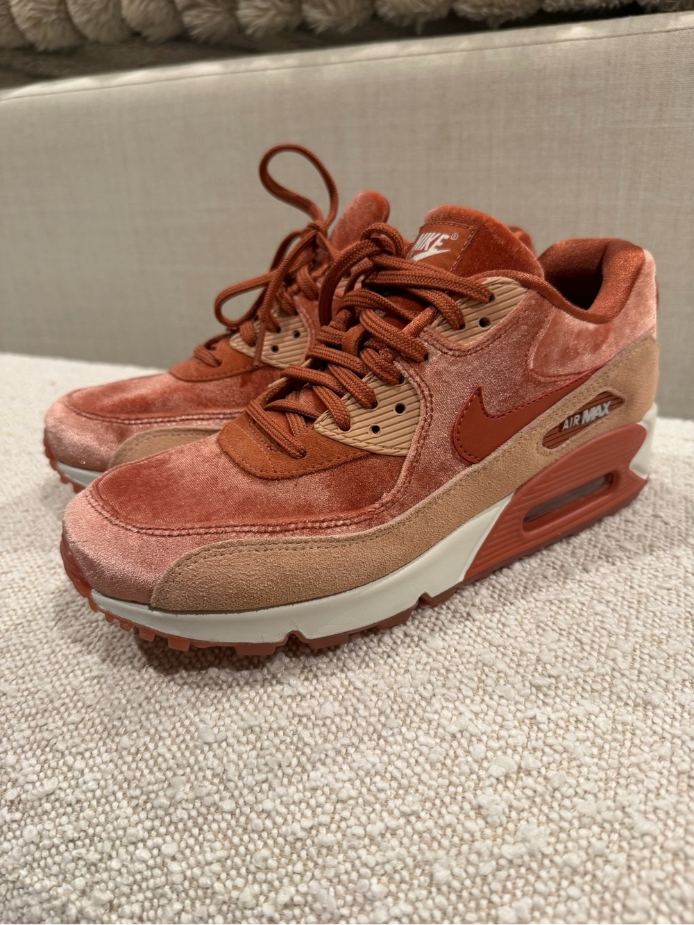 Nike Women’s Air Max Velvet Sneakers in Rust and Beige